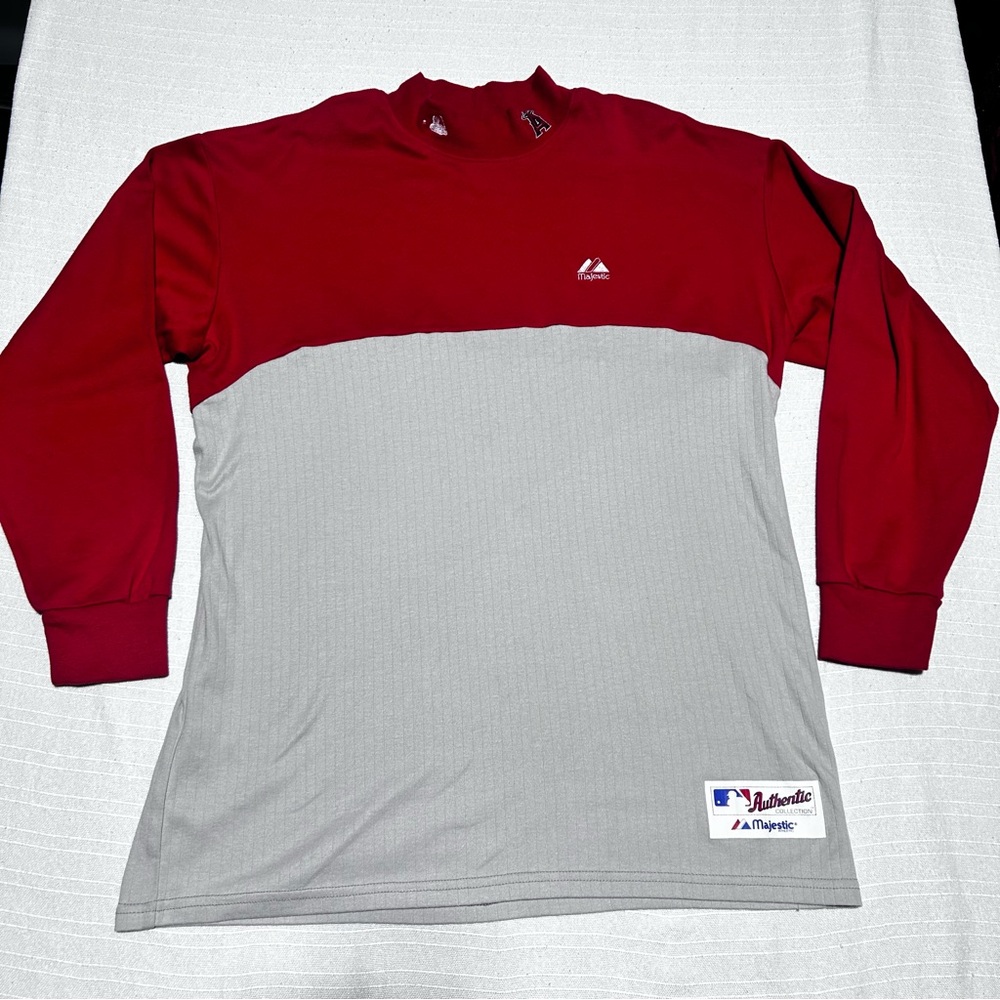 Majestic MLB Authentic Collection Angels two-tone Shirt Mock Neck Pullover 2X